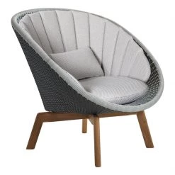 Cane-Line Peacock Weave Outdoor Lounge Chair With Teak Legs