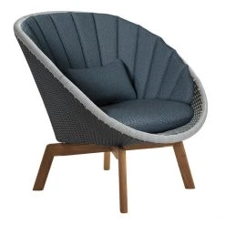 Cane-Line Peacock Weave Outdoor Lounge Chair With Teak Legs