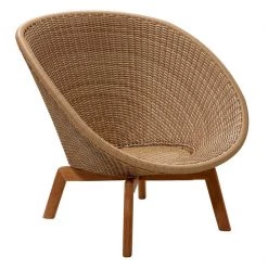 Cane-Line Peacock Weave Outdoor Lounge Chair With Teak Legs