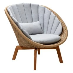 Cane-Line Peacock Weave Outdoor Lounge Chair With Teak Legs