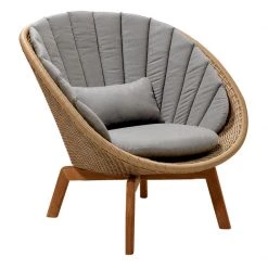 Cane-Line Peacock Weave Outdoor Lounge Chair With Teak Legs