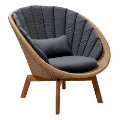 Cane-Line Peacock Weave Outdoor Lounge Chair With Teak Legs