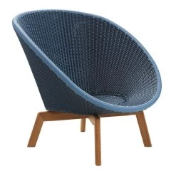 Cane-Line Peacock Weave Outdoor Lounge Chair With Teak Legs