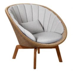 Cane-Line Peacock Weave Outdoor Lounge Chair With Teak Legs