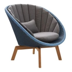 Cane-Line Peacock Weave Outdoor Lounge Chair With Teak Legs