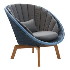 Cane-Line Peacock Weave Outdoor Lounge Chair With Teak Legs