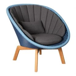 Cane-Line Peacock Weave Outdoor Lounge Chair With Teak Legs