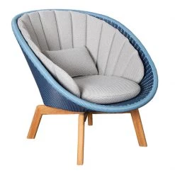 Cane-Line Peacock Weave Outdoor Lounge Chair With Teak Legs