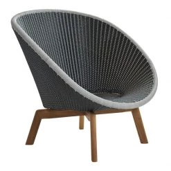 Cane-Line Peacock Weave Outdoor Lounge Chair With Teak Legs
