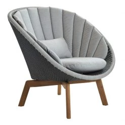 Cane-Line Peacock Weave Outdoor Lounge Chair With Teak Legs