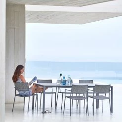 Cane-Line Pure 78.8" Aluminum Rectangular Dining Table 35 Cane-Line Pure 78.8