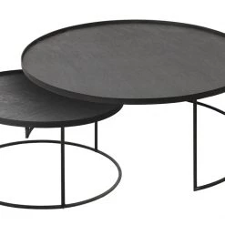 Ethnicraft Round Tray Coffee Table Set