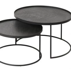 Ethnicraft Round Tray Coffee Table Set