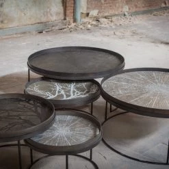Ethnicraft Round Tray Coffee Table Set