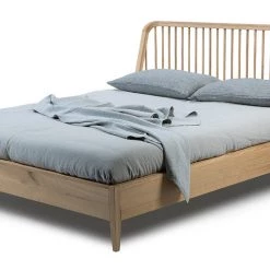 Ethnicraft Modern Bedroom Spindle Oak Bed With Slats