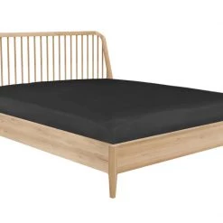 Ethnicraft Modern Bedroom Spindle Oak Bed With Slats