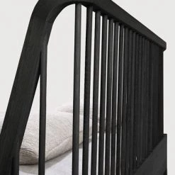 Ethnicraft Spindle Black Oak Bed With Slats