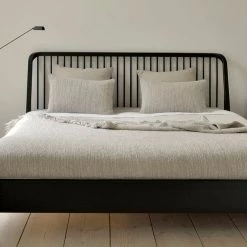 Ethnicraft Spindle Black Oak Bed With Slats