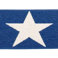 Pappelina Viggo One Dark Blue & Vanilla Runner Rug