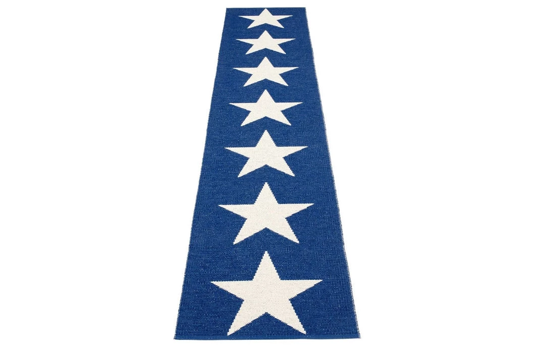 Pappelina Viggo One Dark Blue & Vanilla Runner Rug 16 Pappelina Viggo One Dark Blue & Vanilla Runner Rug