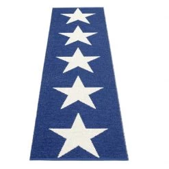 Pappelina Viggo One Dark Blue & Vanilla Runner Rug 28 Pappelina Viggo One Dark Blue & Vanilla Runner Rug