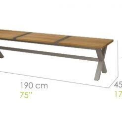 Mamagreen X-Leg Plantation Teak Bench With Aluminum