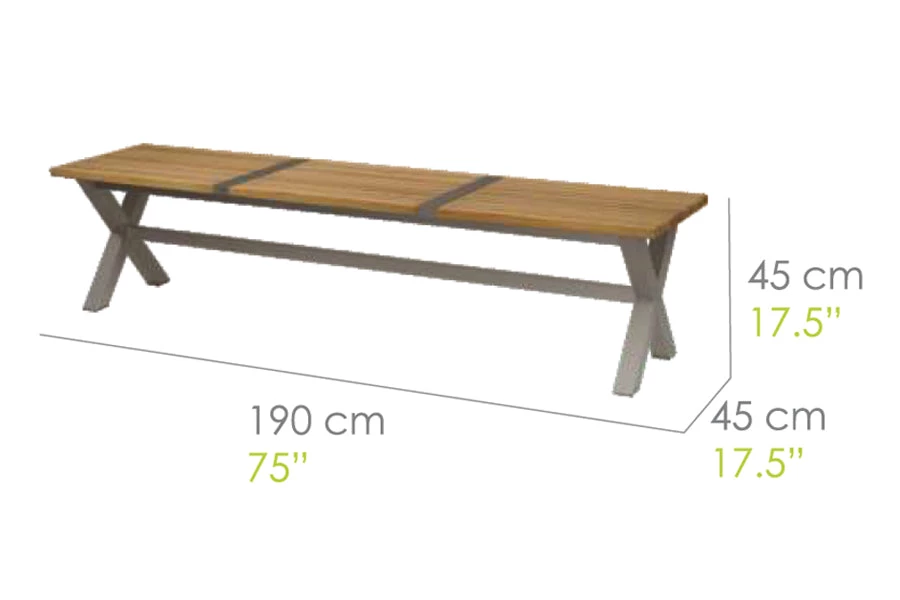 Mamagreen X-Leg Plantation Teak Bench With Aluminum 4 Mamagreen X-Leg Plantation Teak Bench With Aluminum