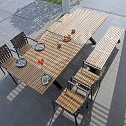 Mamagreen X-Leg Plantation Teak Table With Stainless Steel