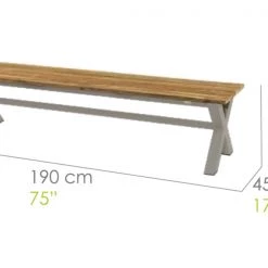Mamagreen X-Leg Recycled Teak Bench With Aluminum
