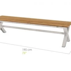 Mamagreen X-Leg Recycled Teak Bench With Stainless Steel