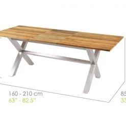 Mamagreen X-Leg Recycled Teak Table With Stainless Steel