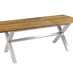 Mamagreen X-Leg Recycled Teak Table With Stainless Steel