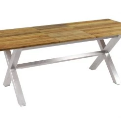 Mamagreen X-Leg Recycled Teak Table With Stainless Steel